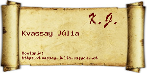Kvassay Júlia névjegykártya