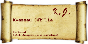 Kvassay Júlia névjegykártya